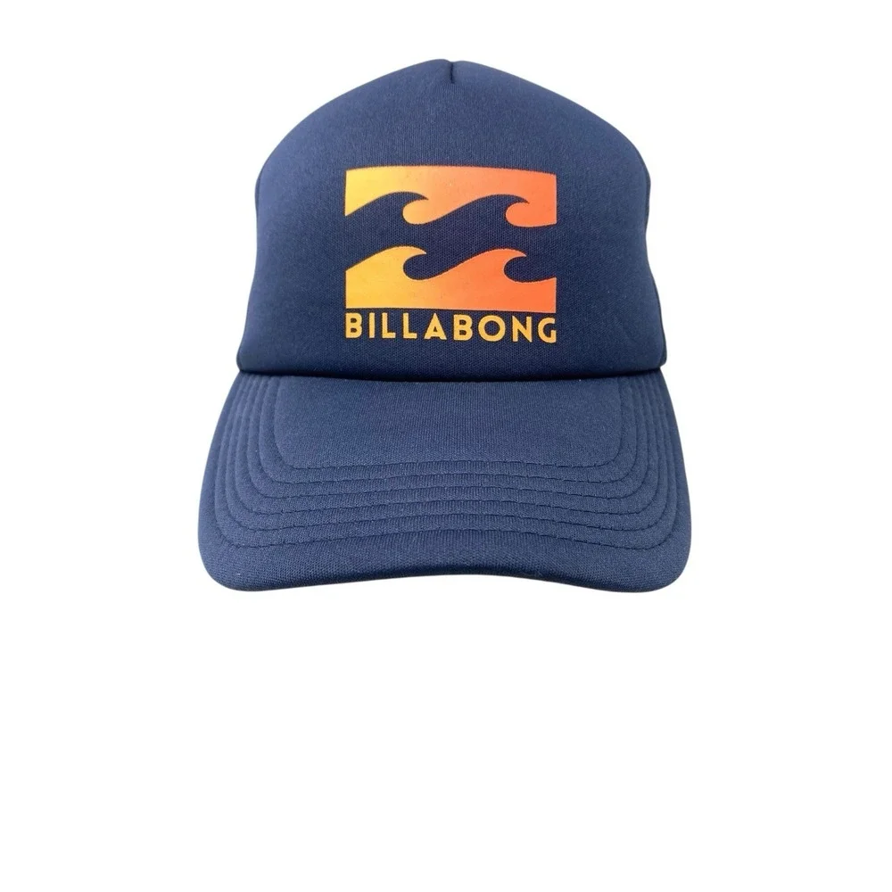 Billabong Youth Trucker Hat Mesh Snapback Cap Blue & Sunrise Colors Logo Surfer